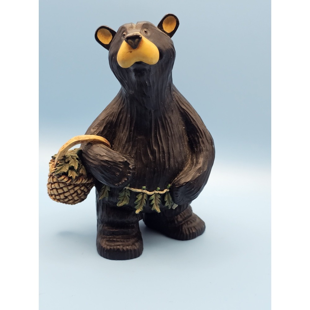 Woody Bear Big Sky Carvers Montana Fleming Ceramic Collector Basket Large‎ READ